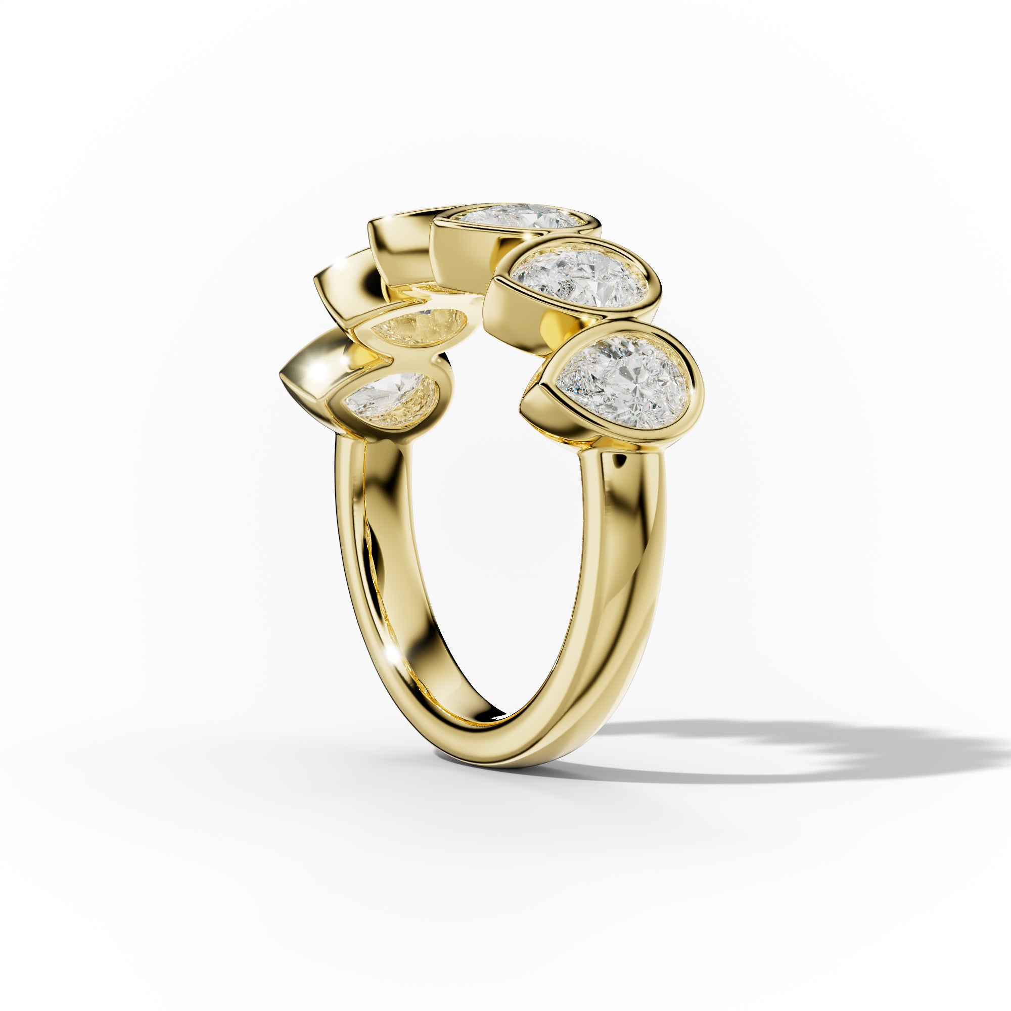 2.0 Carat Bezel Set Pear Shape Diamond Anniversary Band